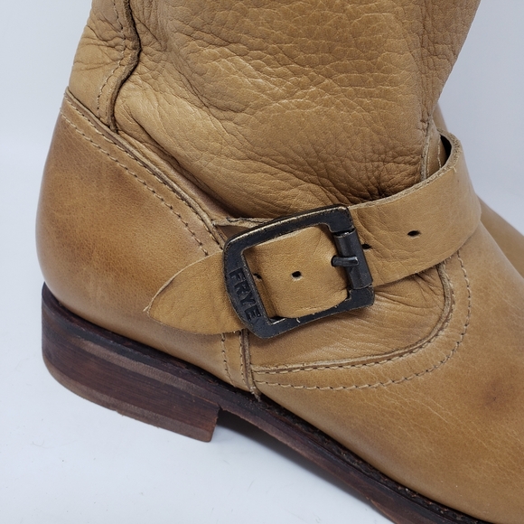 Frye Veronica Camel Leather Buckle Boots - Picture 4 of 11